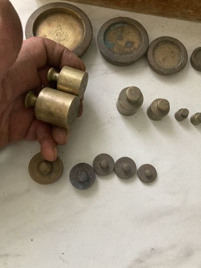 antique vintage brass weights