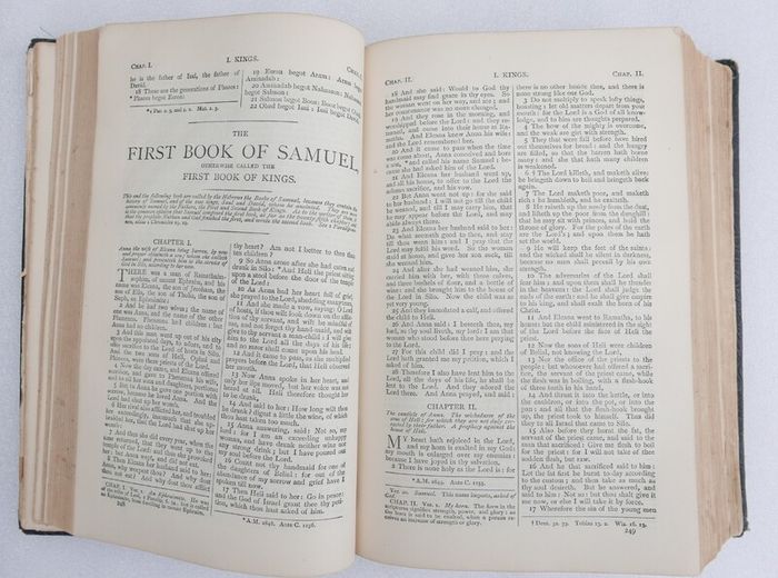 Vintage spine of a Catholic Douay Bible published by James Duffy & Co. Ltd. in Dublin.