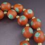Vintage Venetian Style Orange Floral Glass With pumtek pyu Pendant Necklace Image 6