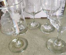 Duiske Irish Set Of 5 Crystal Wine Glasses Vine Vintage Handcut Glass