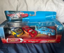 Nib Disney Pixar Cars 3 Pack Dexter Hoover Lightning Mcqueen Damaged King T0315