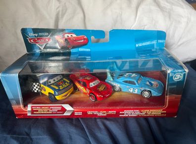 Nib Disney Pixar Cars 3 Pack Dexter Hoover Lightning Mcqueen Damaged King T0315