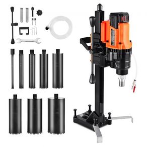 Core Drilling Machine, 20-200 mm Drilling Diameter, Stand-Mount Dry and Wet Concrete Core Drill Rig with 8 Drill Bits, 850 RPM Speed, UNC1 1/4-7 Thread, for Concrete Brick Stone, 3000W