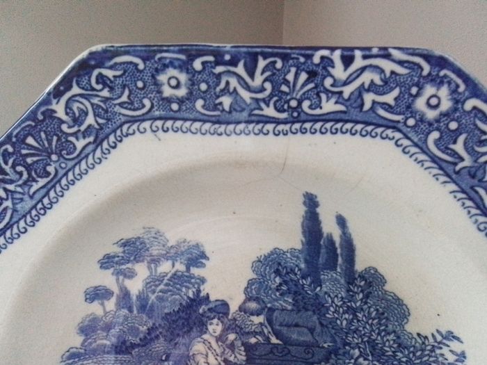 Antique Hexagonal Blue/White Bowl