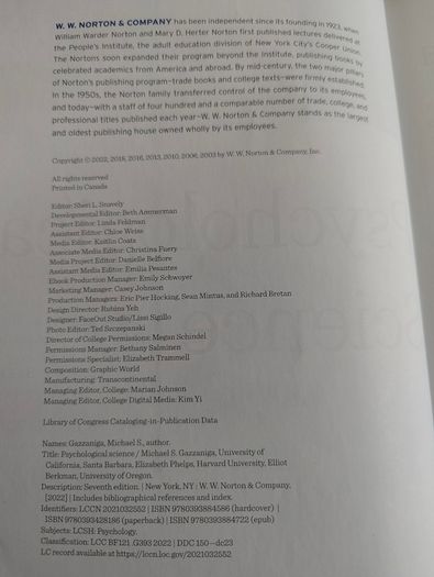 Psychological Science 7th Edition International Student Edition + Unused Access Code