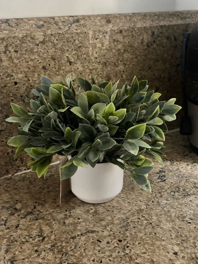 artificial plant in white pot home decor