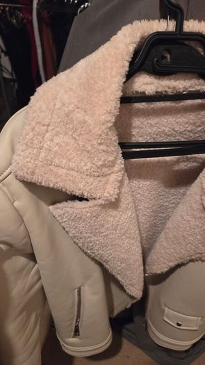 Zara Mens Cream Biker Jacket