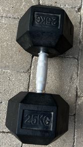 1x25kg rubber hex dumbbell. One available
