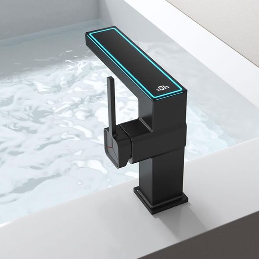 LED Bathroom Faucet, Modern Bathroom Basin Mixer Tap with LED Digital Display