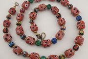 Antique Venetian Style Thousand Eyes &amp; Chevron Glass Beads Necklace