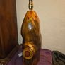 Large Hand Carved Wooden Tree Trunk Lamp - Working Image 3