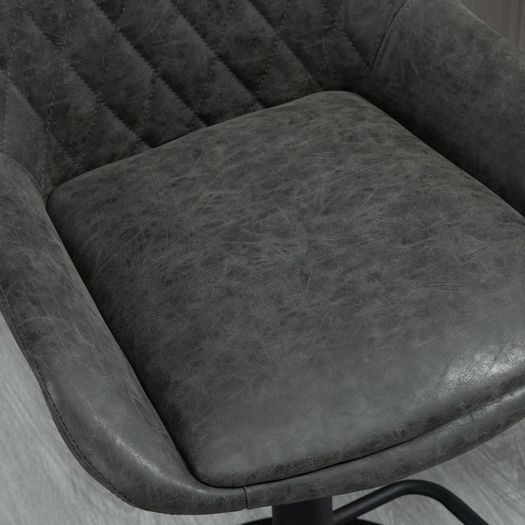 NEW SALE | Retro Bar Stools Set of 2, Adjustable Kitchen Stool, Upholstered Bar Chairs with Back, Swivel Seat, Dark Grey
