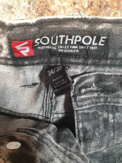 Mens southpole biker style jeans Size w 34 L 30 Black stonewash