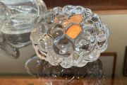 Orrefors Sweden Raspberry Clear Crystal Glass Votive Candle Holder Anne Nilsson 1980s