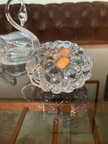 Orrefors Sweden Raspberry Clear Crystal Glass Votive Candle Holder Anne Nilsson 1980s