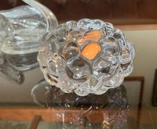 Orrefors Sweden Raspberry Clear Crystal Glass Votive Candle Holder Anne Nilsson 1980s