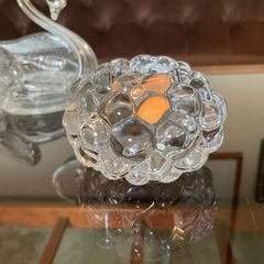 Orrefors Sweden Raspberry Clear Crystal Glass Votive Candle Holder Anne Nilsson 1980s