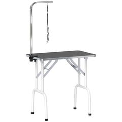 Grooming Table for Dogs Dog Grooming Table with Loop Foldable Steel Legs Non-Slip Tabletop 81x48,5x80 cm Black