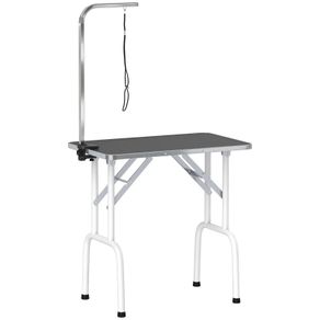 Grooming Table for Dogs Dog Grooming Table with Loop Foldable Steel Legs Non-Slip Tabletop 81x48,5x80 cm Black