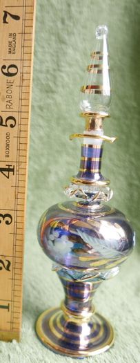 Vintage Blue Handblown Glass Perfume Massage Oil Bottle
