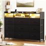 Chest of Drawers with Charging Station and LED Light, Dresser TV Stand with 9 Fabric Drawers Image 8