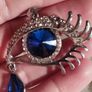 Vintage beautiful blue eye pendant on a long chain. Image 2