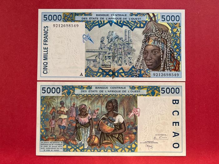 West African States 5000 Francs 1998 ( Ivory Coast )  ( Uncirculated )