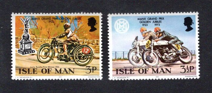 1973 Isle of Man Golden Jubilee Manx Grand Prix 1923-1973 Commemorative Stamps Mint Never Hinged (MNH)