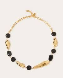 Mulberry by Rejina Pyo Textured Beaded Necklace - Gold & Onyx - Boxed