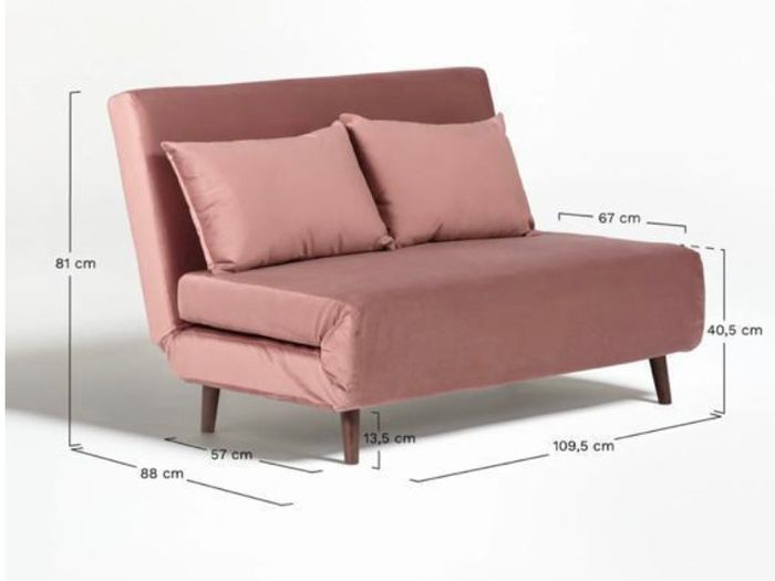 Pink velvet sofa bed