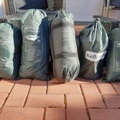 Camping gear for sale .  Tarps are 70 each.  DD Hammock 110 eur