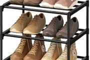 Space Saving Shoe Storage Organiser,Metal Storage Rack, Easy Assembly &amp; Strong Design, Stackable Shoe Shelf, for Hallway, Living Room, Bedroom,Black
