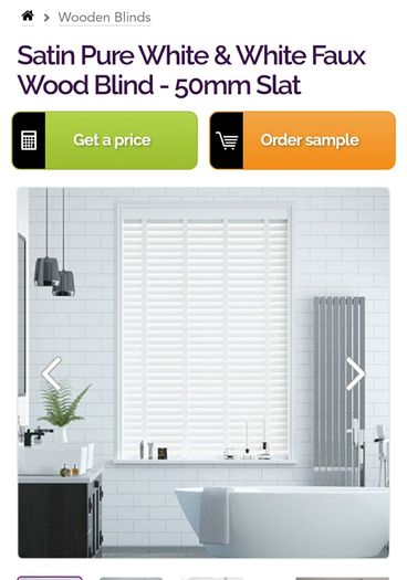 Satin Pure White Wood Blinds x 2