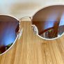 BCBGMaxazria Cat Eye Sunglasses, Gold tone, Pink Earpieces, Like New Image 6