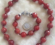 Sterling silver gemstone necklace and bracelet set
