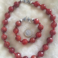 Sterling silver gemstone necklace and bracelet set