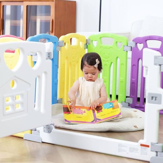 Baby Playpen Kids Activity Centre Safety Play Yard Home Indoor Outdoor New Pen (Multicolour, Classic Set 14 Panel) (Multicolour 14 Panel)