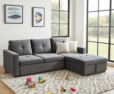 Grey Velvet Brand New Corner Sofa Bed with Storage - Free Delivery Ireland
