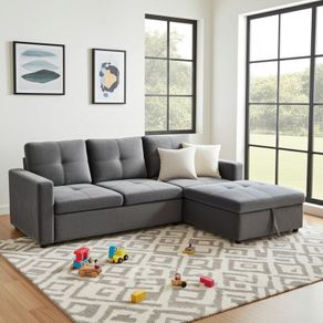 Grey Velvet Brand New Corner Sofa Bed with Storage - Free Delivery Ireland