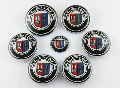 7pcs Replacement set 82+74mm,4x68mm,45mm For Alpina Emblems Hub Wheel Cap Badge Decal Logo