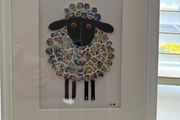 Handcrafted framed Sheep mixed media Mosaic
