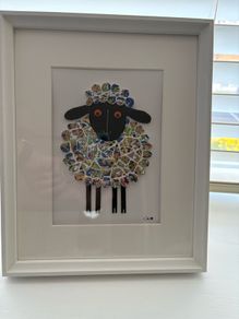 Handcrafted framed Sheep mixed media Mosaic