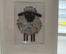 Handcrafted framed Sheep mixed media Mosaic