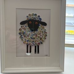 Handcrafted framed Sheep mixed media Mosaic