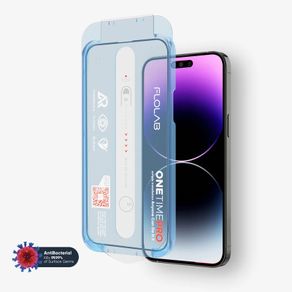 ONETIME PRO NanoArmour Screen Protector for iPhone with ClearVue Anti-Reflective Technology: Clear, Anti-Blue, Edge-to-Edge, Antimicrobial, No Yellow Tint 14 Pro Max