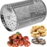 Rotisserie Basket, Stainless Steel Grill Roaster Drum, Oven Basket Air Fryer Accessories 360 Rotating for Peanuts Coffee Beans BBQ Walnuts DIY Kitchen Cooking Tool Image 3
