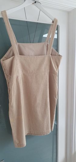 MANGO beige cord pinafore with pockets Sz L (12-14)