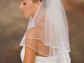 Short Veil Bride Wedding Accessories Ivory Satin Edge Bridal Veil Organza White