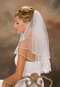 Short Veil Bride Wedding Accessories Ivory Satin Edge Bridal Veil Organza White