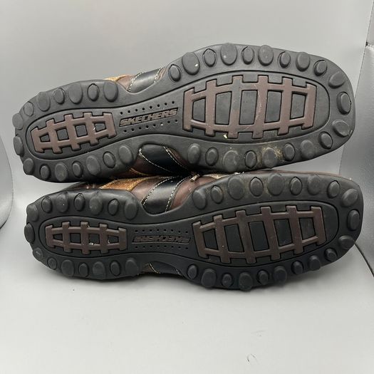 Skechers Mens 10 EU 45 Relaxed Step Brown Leather Casual Walking Shoes